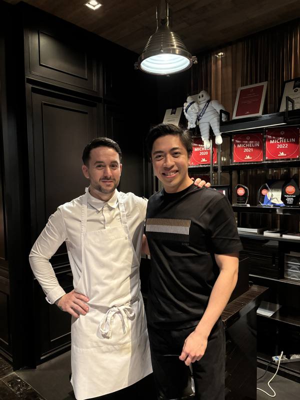 Michael with the chef at Elements, Bangkok